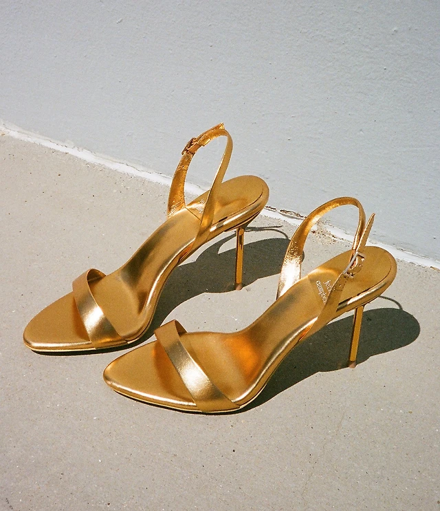 jeffrey campbell go getter satin slingback dress sandals GO-GETTER Bronze Metallic / 8