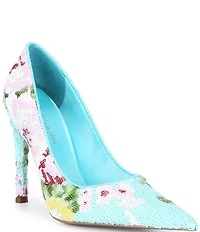 Jeffrey Campbell Good-Sequin Floral Stiletto Pumps