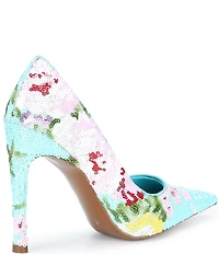 Jeffrey Campbell Good-Sequin Floral Stiletto Pumps
