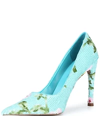 Jeffrey Campbell Good-Sequin Floral Stiletto Pumps