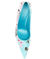 Jeffrey Campbell Good-Sequin Floral Stiletto Pumps