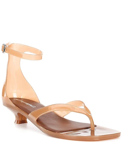 Jeffrey Campbell Gummy Transparent Ankle Strap Kitten Heel Jelly Thong Sandals