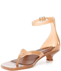 Jeffrey Campbell Gummy Ankle Wrap Kitten Heel Thong Sandals