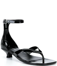 Jeffrey Campbell Gummy Patent Ankle Strap Kitten Heel Jelly Thong Sandals