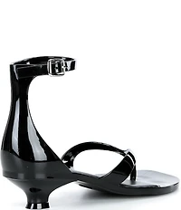 Jeffrey Campbell Gummy Patent Ankle Strap Kitten Heel Jelly Thong Sandals