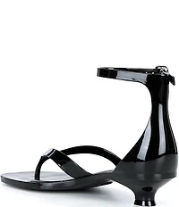 Jeffrey Campbell Gummy Patent Ankle Strap Kitten Heel Jelly Thong Sandals