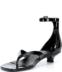Jeffrey Campbell Gummy Patent Ankle Strap Kitten Heel Jelly Thong Sandals