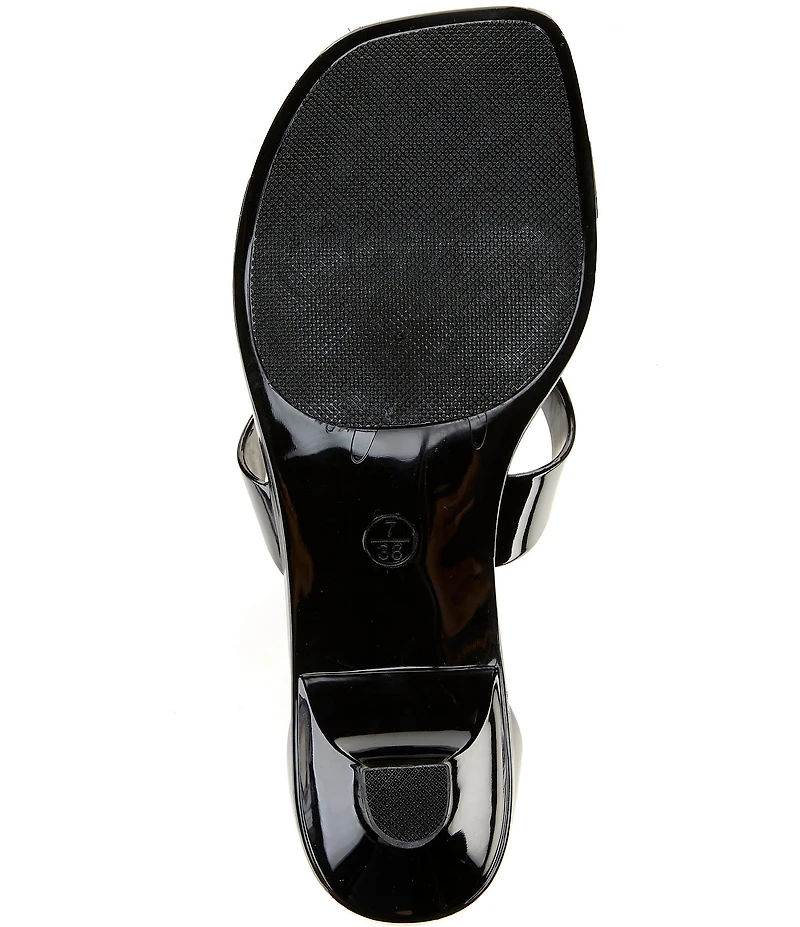 Jeffrey Campbell Gummy Patent Ankle Strap Kitten Heel Jelly Thong Sandals