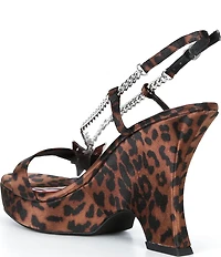Jeffrey Campbell Hottie Cheetah Print Star Chain Platform Wedge Sandals