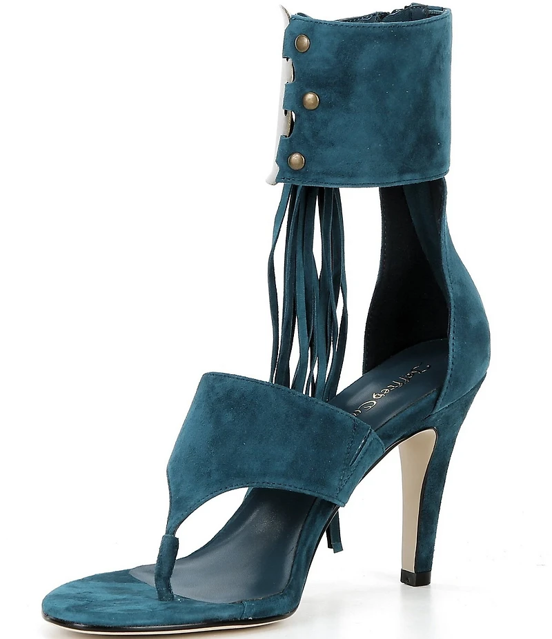 Jeffrey Campbell I-Dare-U Suede Fringe Hardware Ankle Wrap Dress Sandals