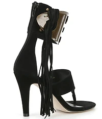 Jeffrey Campbell I-Dare-U Suede Fringe Hardware Ankle Wrap Dress Sandals