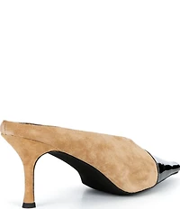 Jeffrey Campbell Investor Suede Patent Snip Cap Toe Dress Mules