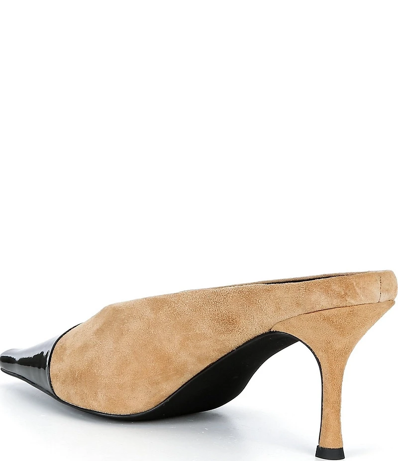 Jeffrey Campbell Investor Suede Patent Snip Cap Toe Dress Mules