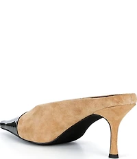 Jeffrey Campbell Investor Suede Patent Snip Cap Toe Dress Mules