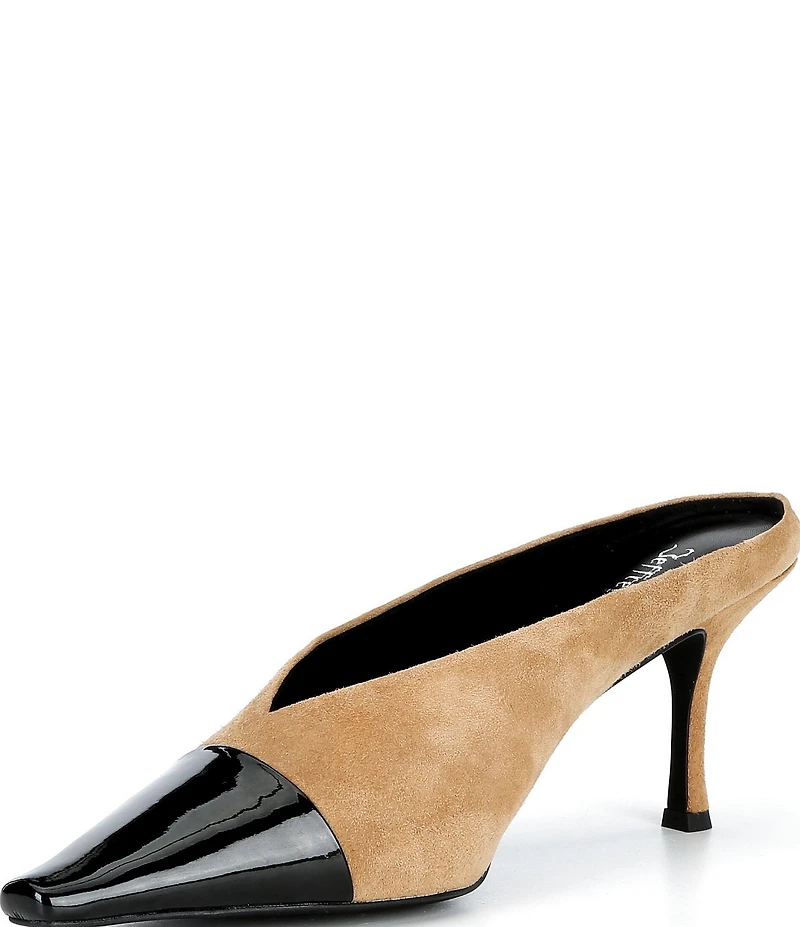 Jeffrey Campbell Investor Suede Patent Snip Cap Toe Dress Mules