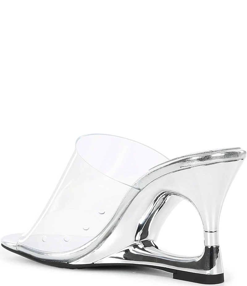 Jeffrey Campbell Iridessa Clear Vinyl Open Wedge Dress Slide Sandals