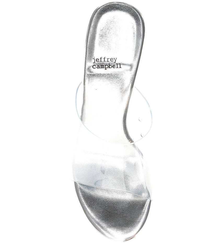 Jeffrey Campbell Iridessa Clear Vinyl Open Wedge Dress Slide Sandals
