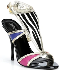 Jeffrey Campbell Kaleido Zebra Strappy Stiletto Sandals