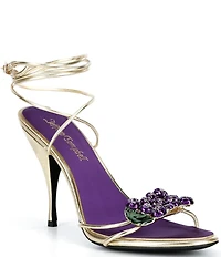 Jeffrey Campbell Kleo Metallic Grape Ornament Ankle Wrap Dress Sandals