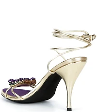 Jeffrey Campbell Kleo Metallic Grape Ornament Ankle Wrap Dress Sandals