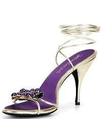 Jeffrey Campbell Kleo Metallic Grape Ornament Ankle Wrap Dress Sandals