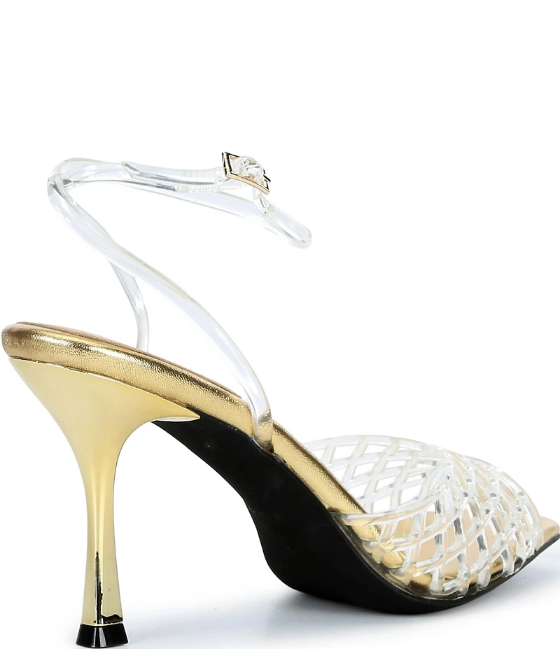 Jeffrey Campbell Lattix Clear Ankle Strap Dress Sandals