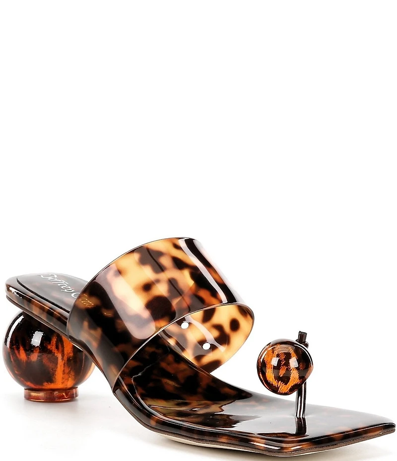 Jeffrey Campbell Latus Tortoise Print Toe Post Ball Heel Sandals