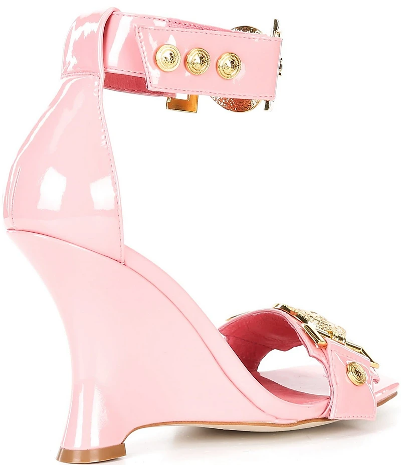 Jeffrey Campbell Leonite Patent Lion Hardware Sculpted Wedge Sandals