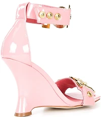 Jeffrey Campbell Leonite Patent Lion Hardware Sculpted Wedge Sandals