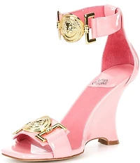 Jeffrey Campbell Leonite Patent Lion Hardware Sculpted Wedge Sandals