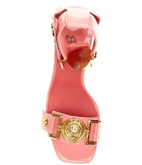 Jeffrey Campbell Leonite Patent Lion Hardware Sculpted Wedge Sandals