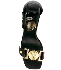 Jeffrey Campbell Leonite Satin Lion Hardware Sculpted Wedge Sandals