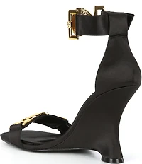 Jeffrey Campbell Leonite Satin Lion Hardware Sculpted Wedge Sandals