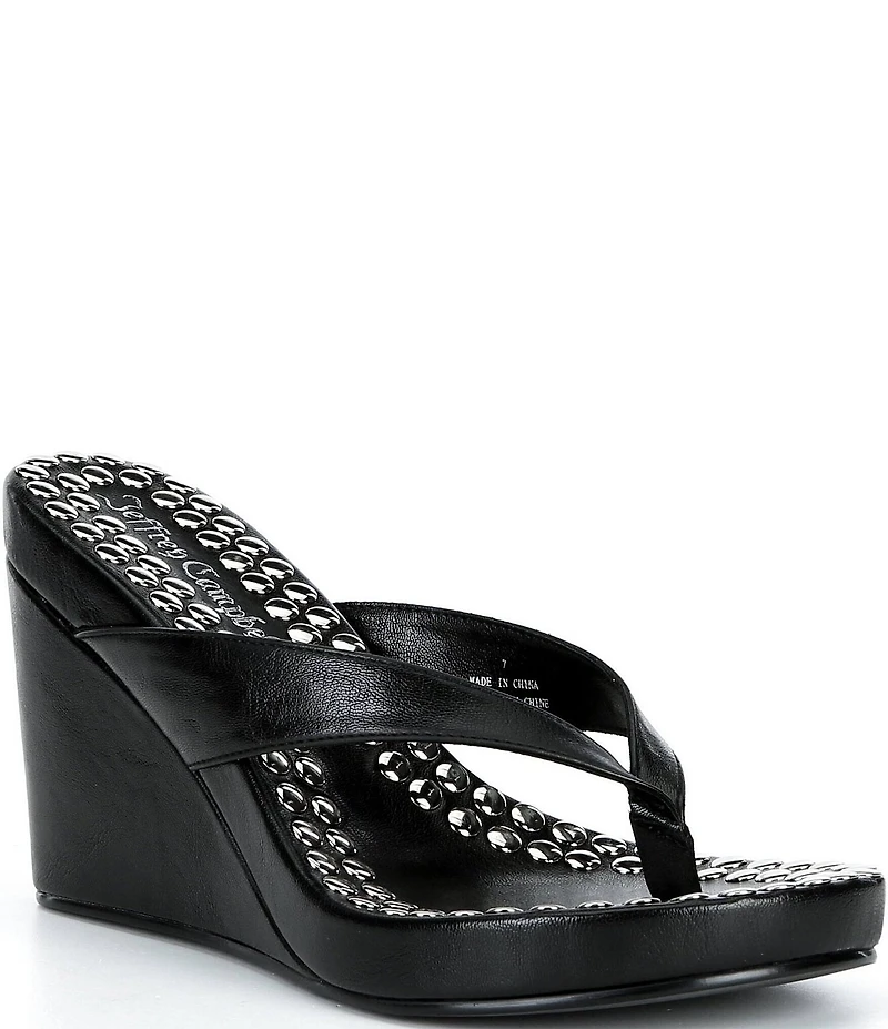 Jeffrey Campbell Liezel-ST Studded Platform Wedge Thong Sandals