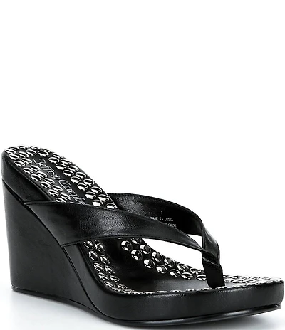 Jeffrey Campbell Liezel-ST Studded Platform Wedge Thong Sandals