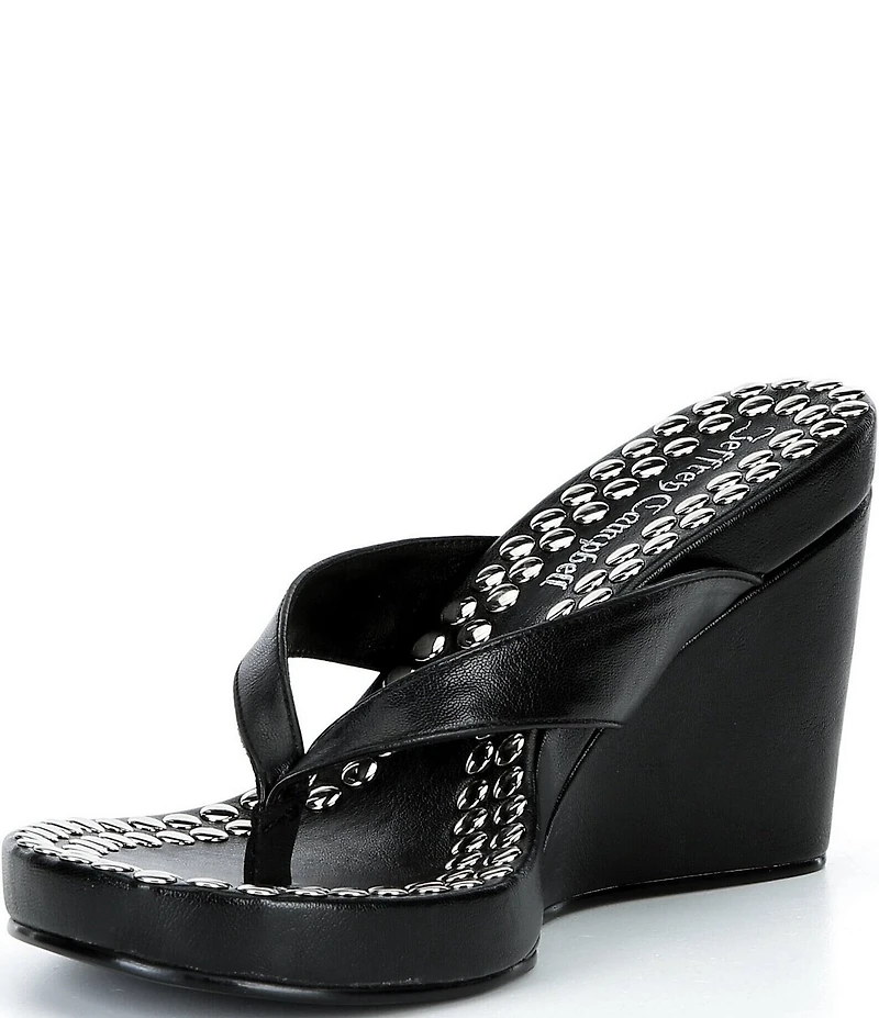 Jeffrey Campbell Liezel-ST Studded Platform Wedge Thong Sandals