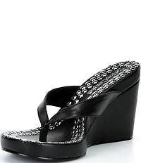 Jeffrey Campbell Liezel-ST Studded Platform Wedge Thong Sandals