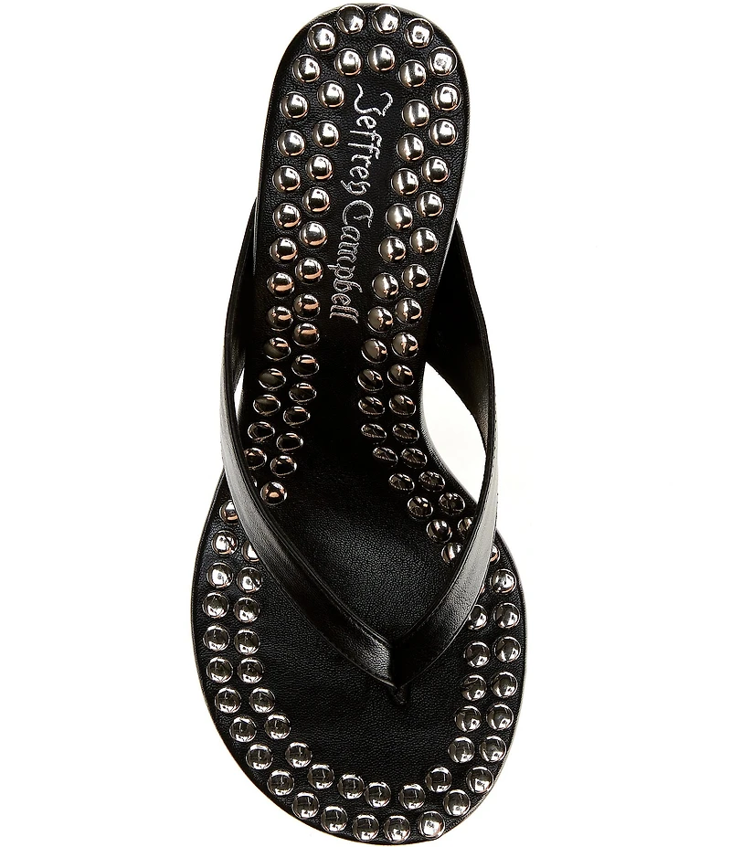 Jeffrey Campbell Liezel-ST Studded Platform Wedge Thong Sandals