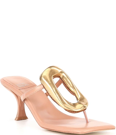Jeffrey Campbell Linq Leather Ornamented Thong Sandals