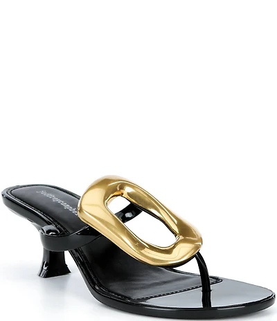 Jeffrey Campbell Linq-Up Jelly Metallic Ornament Thong Dress Sandals
