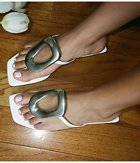 Jeffrey Campbell Linques Patent Leather Ornament Flats Sandals