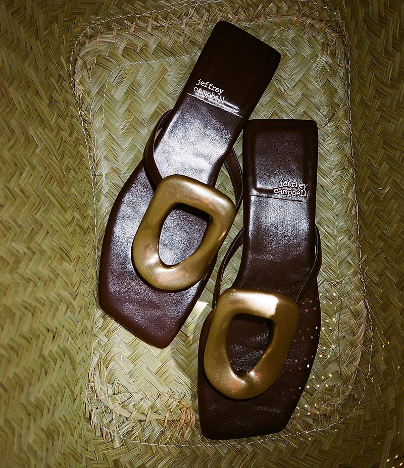 Jeffrey Campbell Linques Patent Leather Ornament Flats Sandals