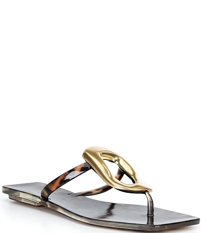 Jeffrey Campbell Linques Tortoise Jelly Ornament Flat Sandals