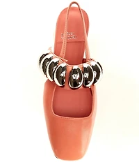 Jeffrey Campbell Manon Leather Dome Embellished Hardware Slingback Flats