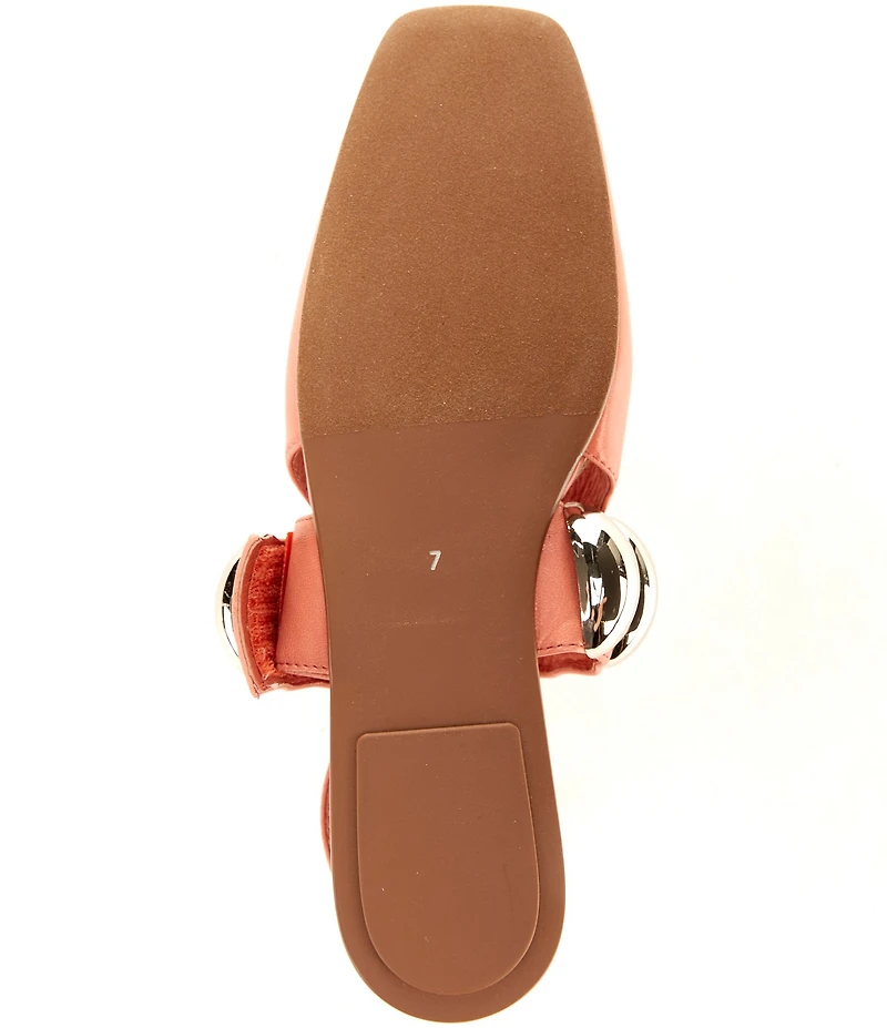 Jeffrey Campbell Manon Leather Dome Embellished Hardware Slingback Flats