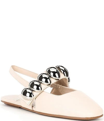 Jeffrey Campbell Manon Leather Dome Embellished Hardware Slingback Flats