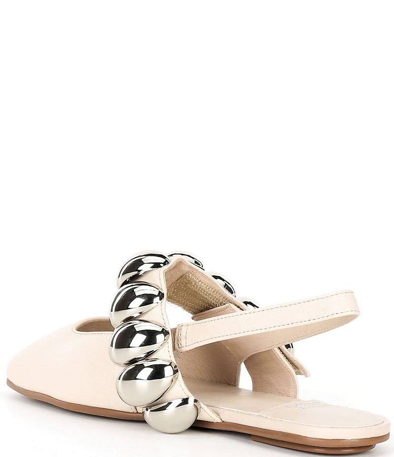 Jeffrey Campbell Manon Leather Dome Embellished Hardware Slingback Flats