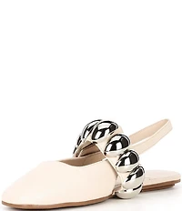 Jeffrey Campbell Manon Leather Dome Embellished Hardware Slingback Flats