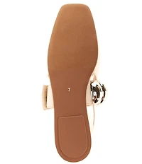 Jeffrey Campbell Manon Leather Dome Embellished Hardware Slingback Flats