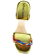 Jeffrey Campbell Mazes Metallic Rainbow Strappy Wraparound Tie Open Platform Wedge Sandals